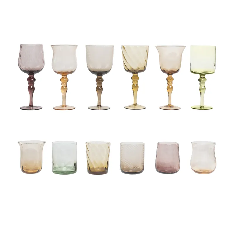 Diseguale Set 6 calici Vino + Set 6 tumbler Ambra-Rosa Bitossi Home Bitossi Home