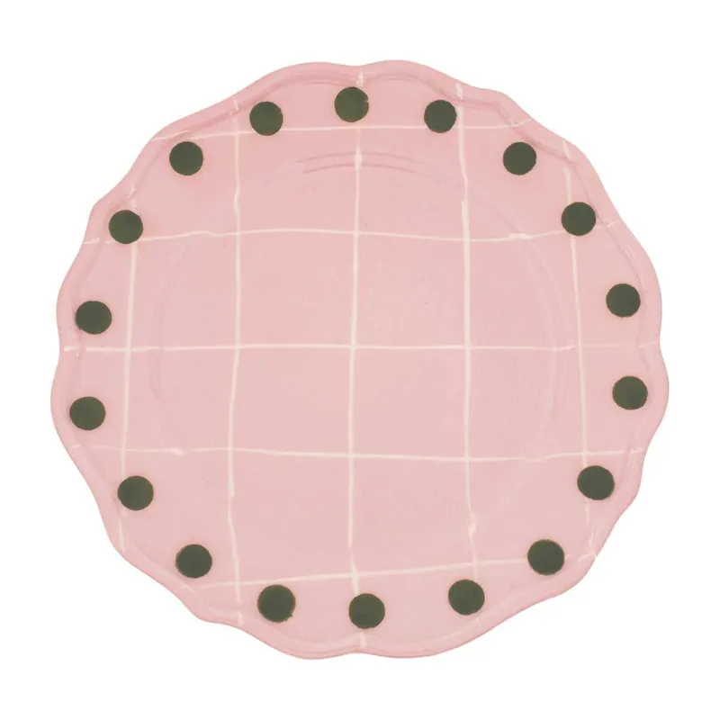 Quadri Piatto piano rosa bordo pois verdi Bitossi Home Bitossi Home