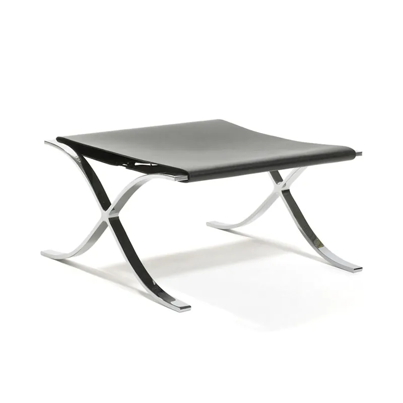 Knoll Mies Van Der Rohe Barcelona Sgabello in cuoio nero Knoll