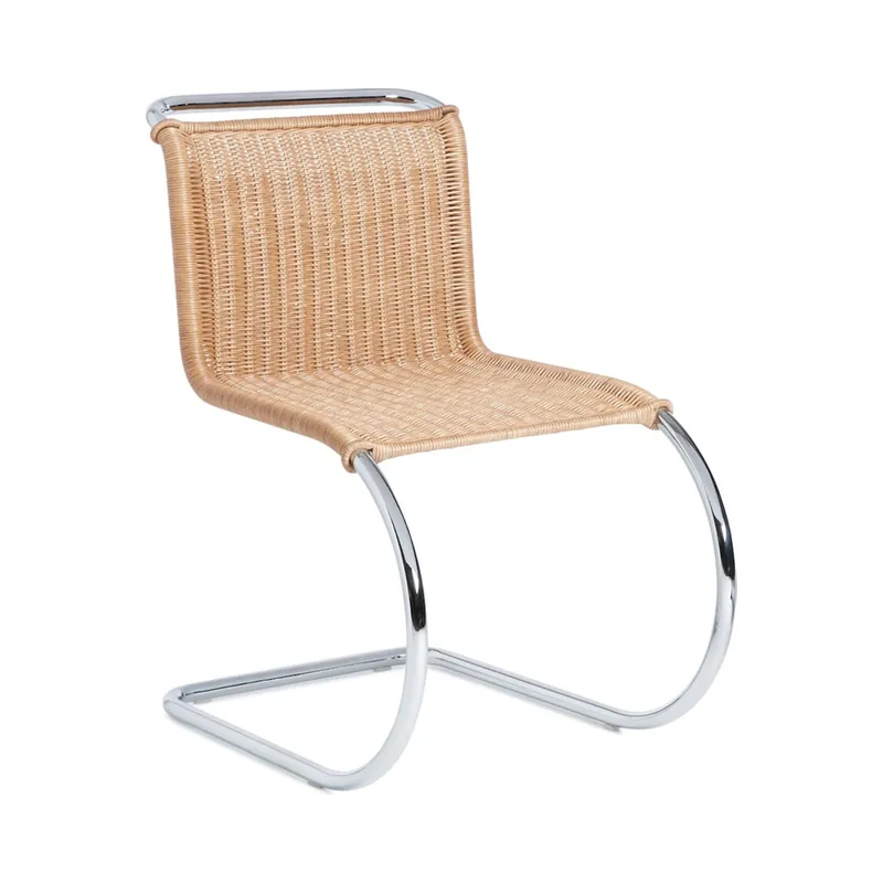 Knoll Mies Van Der Rohe MR Sedia senza braccioli in midollino Knoll