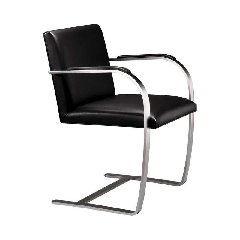 Knoll Mies Van Der Rohe Brno Poltroncina struttura piatta con braccioli rivestiti Knoll