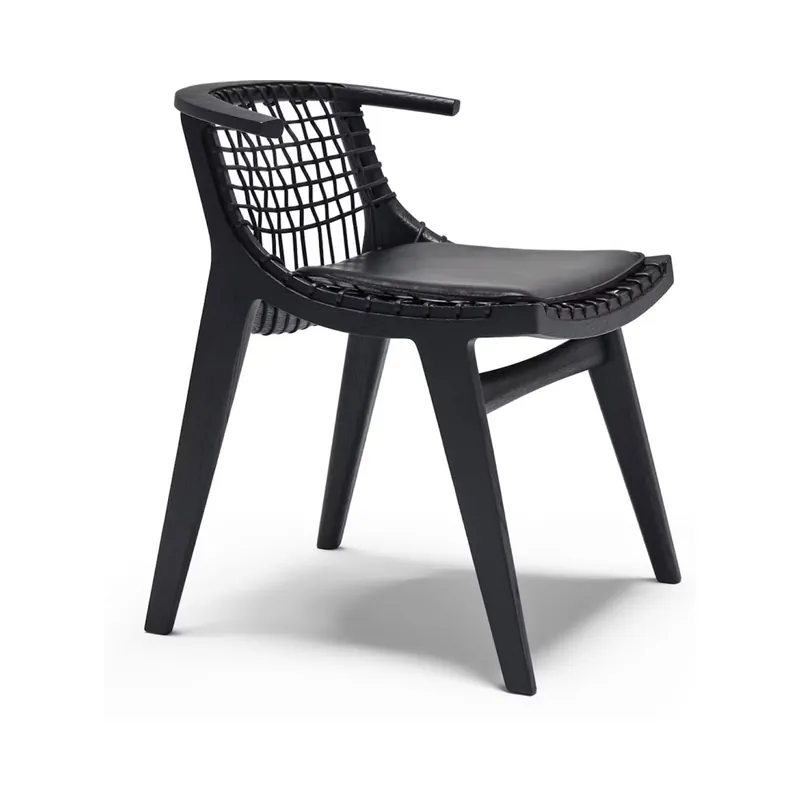 Knoll Citterio Klismos Sedia con braccioli e schienale intrecciato nero Knoll