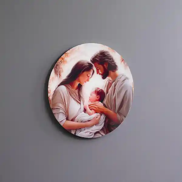 Quadro in vetro temperato D65 cm moderno Bianco - Sacra Famiglia