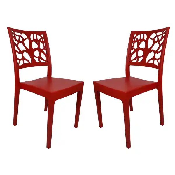 Sedia da bar cucina in polipropilene impilabile TETI rosso Set 2