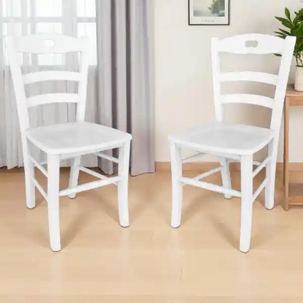 Sedia da cucina con seduta legno LOIRE Laccato Bianco SET 2 PZ