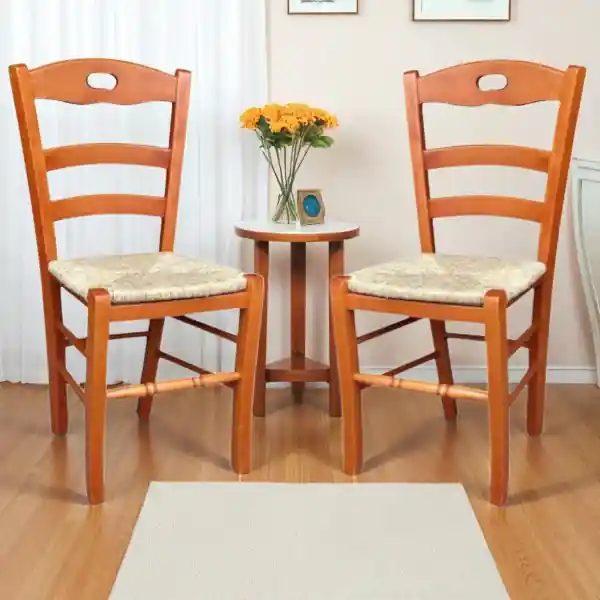 Sedia da cucina con seduta paglia LOIRE Ciliegio SET 2 PZ