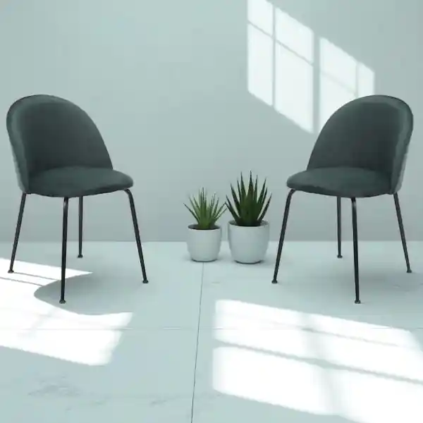 Sedia da cucina velluto Verde e gambe in metallo Nero - PARIS 2 sedie