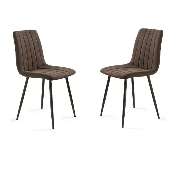 Sedia da pranzo in tessuto e gambe metallo Marrone - KOLE 2 sedie