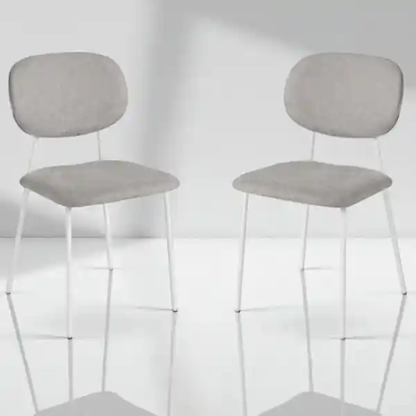Sedia da pranzo in tessuto Grigio Chiaro gambe metallo Bianco - ELLIS 2 sedie
