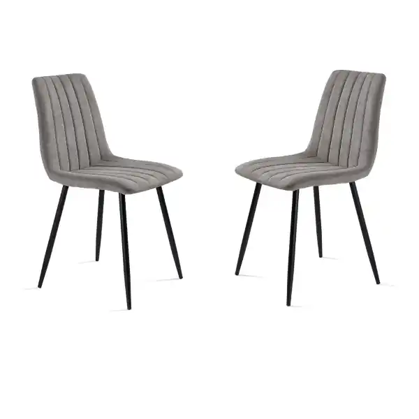 Sedia da pranzo in tessuto Grigio Chiaro gambe metallo nere - KOLE 2 sedie