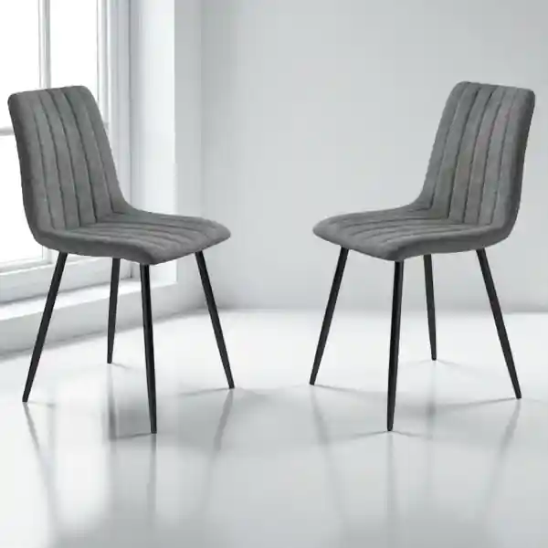Sedia da pranzo in tessuto Grigio Scuro gambe metallo nere - KOLE 2 sedie