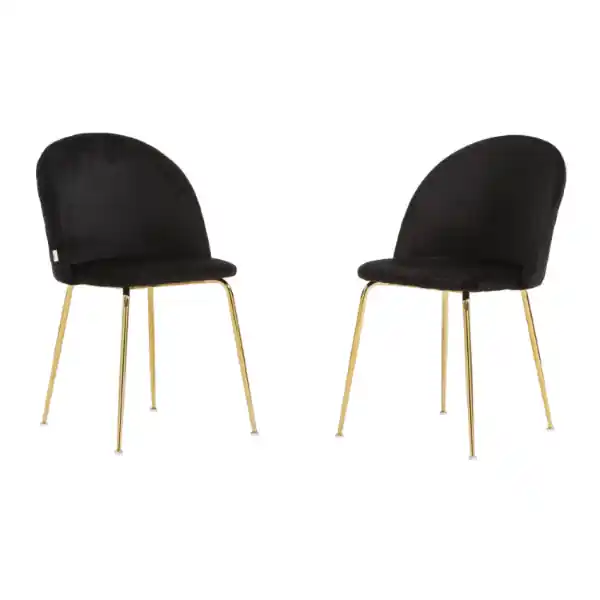 Sedia da pranzo in velluto Nero con gambe in metallo Oro - PARIS 2 sedie