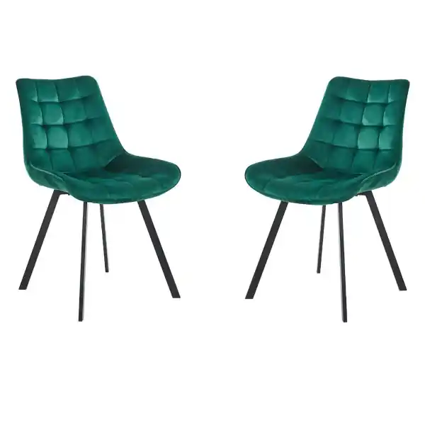 Sedia da pranzo in velluto Verde e gambe metallo nero - Roma 2 sedie