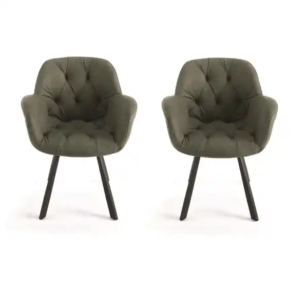 Sedia da soggiorno in ecopelle Verde gambe metallo CELIA Set 2 pz
