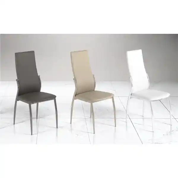 Sedia ecopelle con struttura in metallo SILVIA tortora Set 2 pezzi