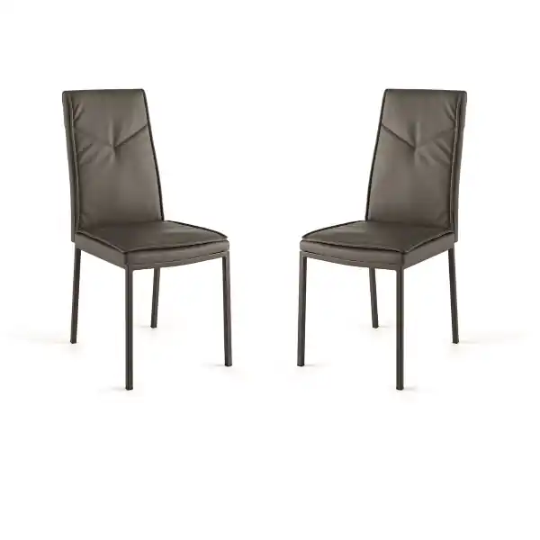 Sedia ecopelle da pranzo Marrone - VIVIENNE 2 sedie