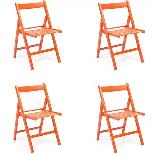 Sedia pieghevole salvaspazio in legno lusso colorata ARANCIO SET DA 4
