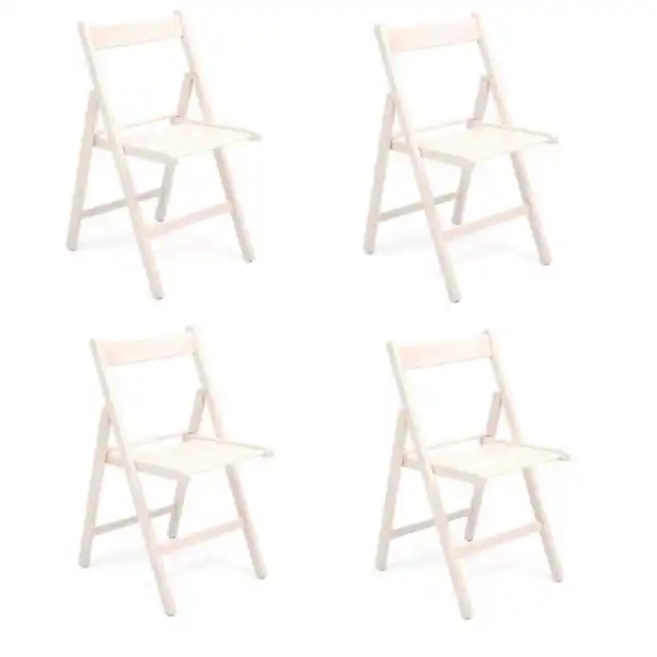 Sedia pieghevole salvaspazio in legno lusso colorata BIANCO SET DA 4