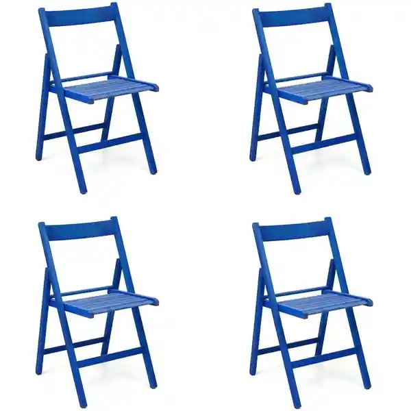 Sedia pieghevole salvaspazio in legno lusso colorata BLU SET DA 4