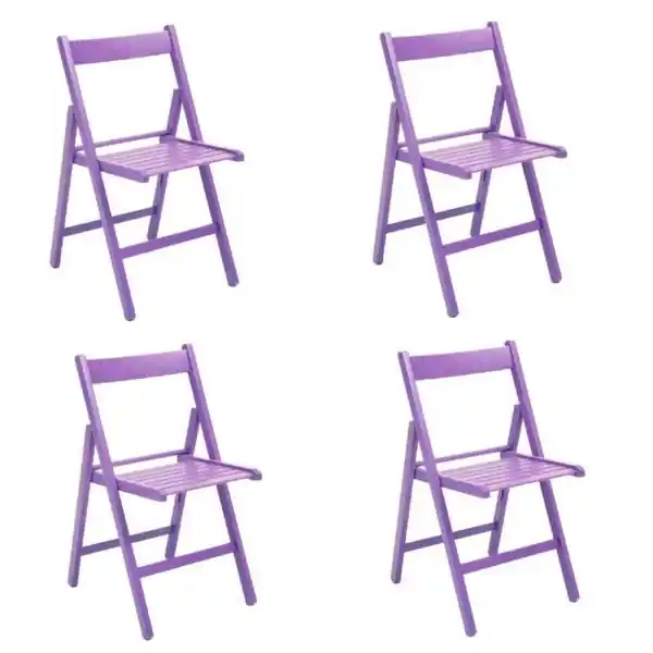 Sedia pieghevole salvaspazio in legno lusso colorata VIOLA SET DA 4
