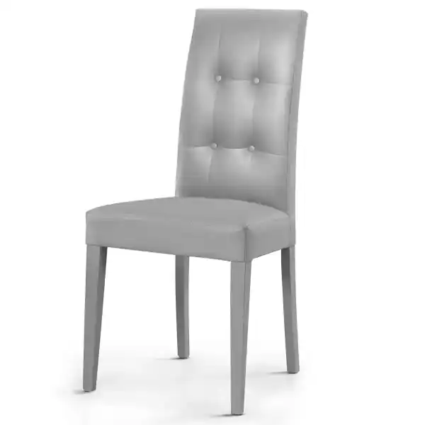 Sedia poltrona imbottita in ecopelle effetto capitonnè DODO set 2 pezzi GRIGIO