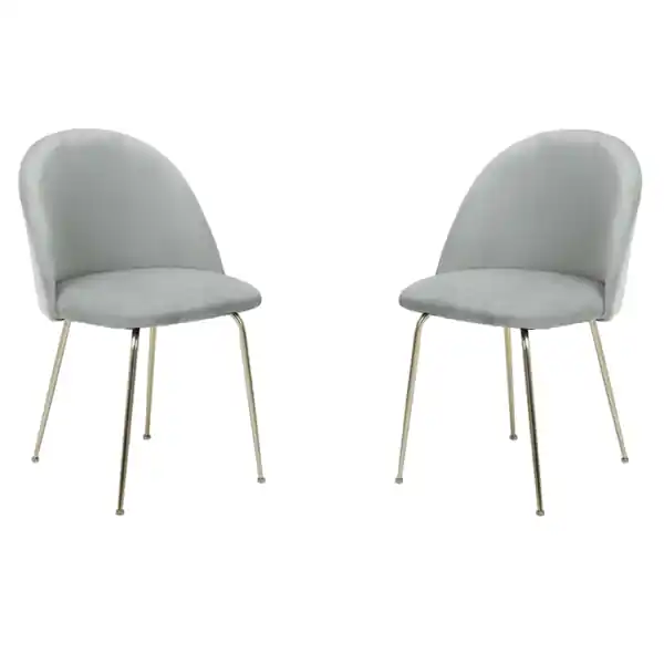 Sedia poltroncina in velluto Grigio Chiaro con gambe in metallo Oro - PARIS 2 sedie