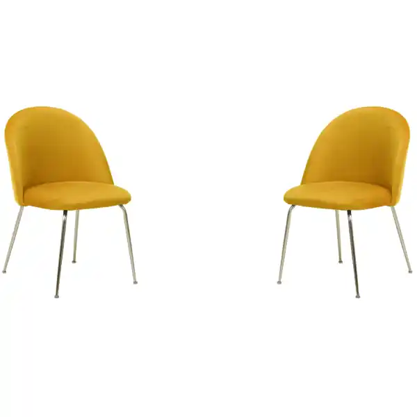 Sedia poltroncina in velluto Senape con gambe in metallo Oro - PARIS 2 sedie