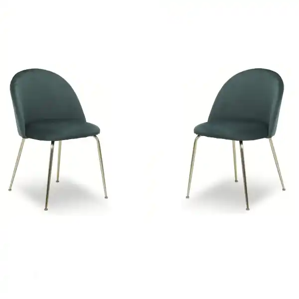 Sedia poltroncina in velluto Verde con gambe in metallo Oro - PARIS 2 sedie