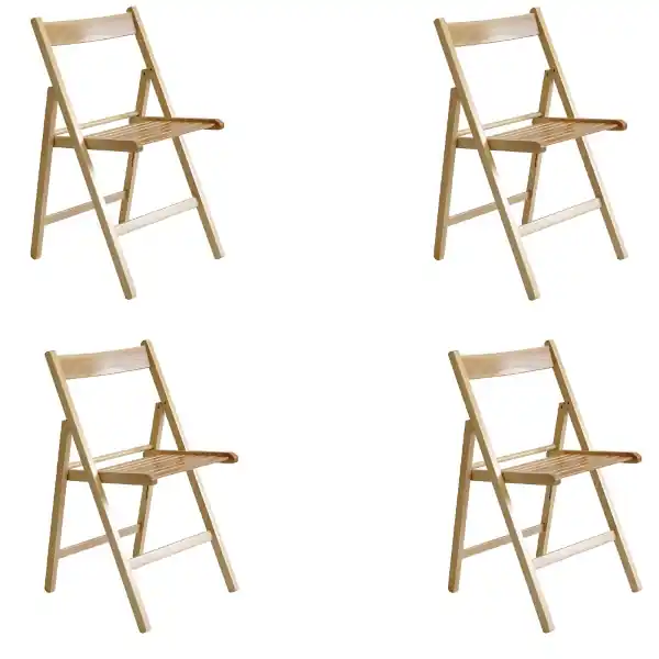 Sedia richiudibile per campeggio casa giardino in legno massello Naturale set 4