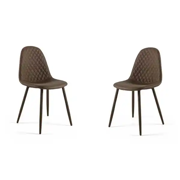 Sedia sala da pranzo ecopelle Marrone - SOFT 2 sedie