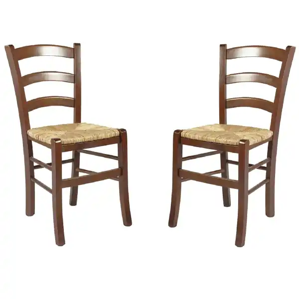 Sedie in legno faggio Noce seduta paglia - VENEZIA SET DA 2