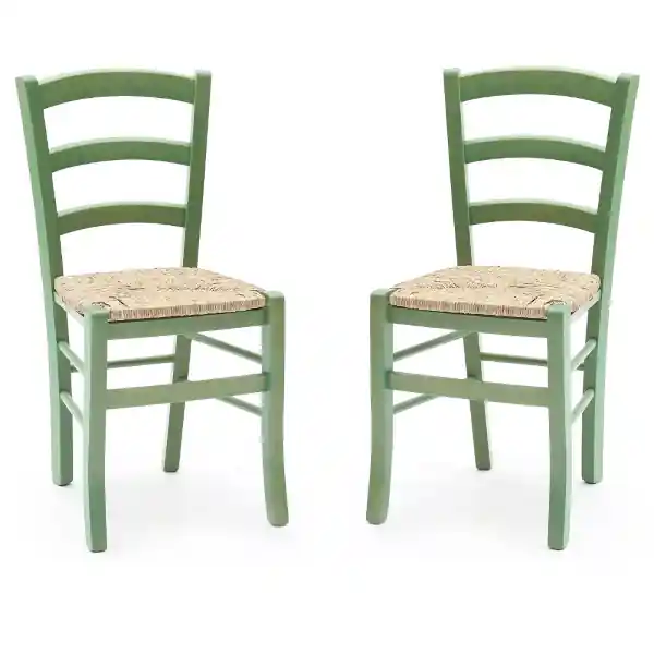 Sedie in legno faggio Verde seduta paglia - VENEZIA SET DA 2