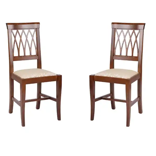 Sedie per cucina in legno Noce seduta imbottita 2 pezzi - TRECCIA