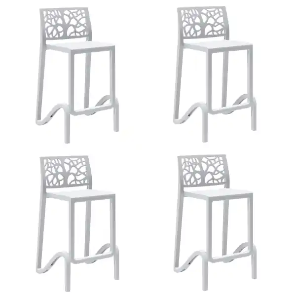 Sgabello bar alto H. seduta 65 cm con schienale TETI Bianco set 4 pezzi