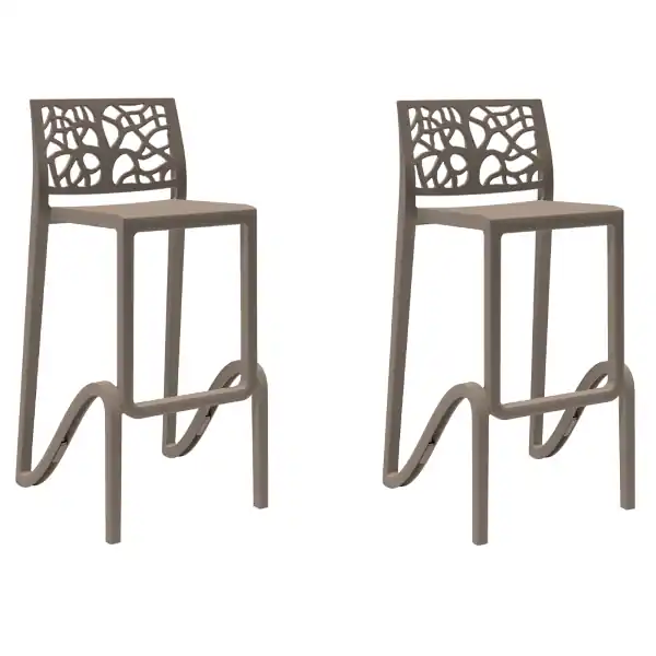 Sgabello bar impilabile alto H. seduta 75 cm TETI Tortora set 2 pezzi