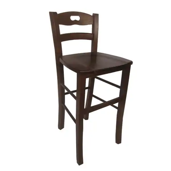 Sgabello con schienale e seduta massello h67 SNACK NOCE