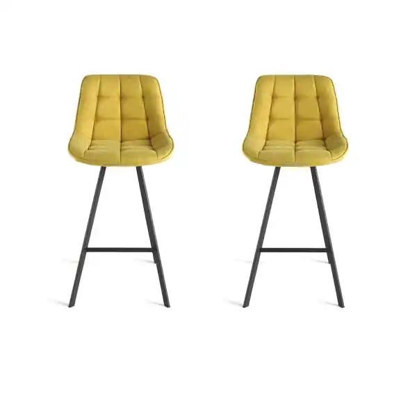 Sgabello da cucina in tessuto Giallo gambe metallo FRIEDIC Set 2 pz