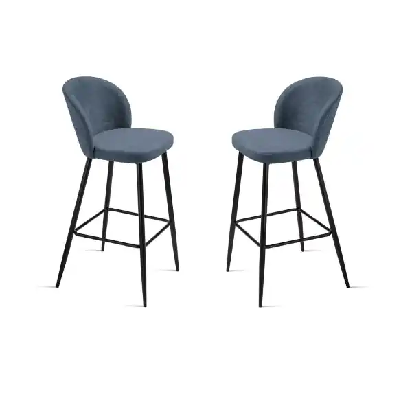 Sgabello in tesssuto Blu con struttura in metallo MEGGIE 2 pezzi