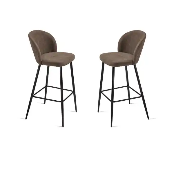 Sgabello in tesssuto Marrone con struttura in metallo MEGGIE 2 pezzi
