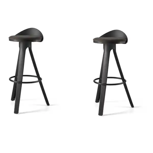 Sgabello per cucina bar in metallo verniciato Nero REINA set 2 pezzi