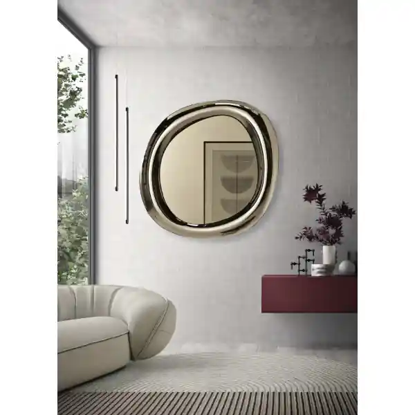 Specchio sagomato MOVE 108x120 cm con cornice curva Bronzo