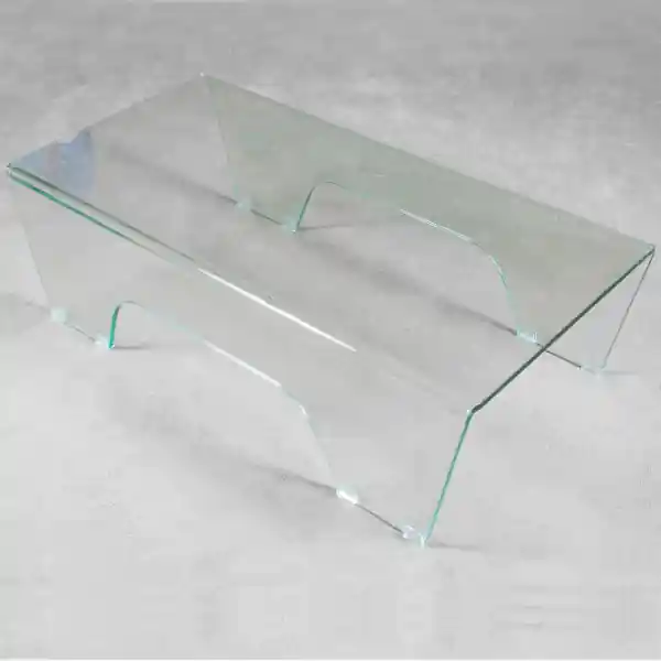 Tavolino arredo in vetro curvato trasparente GHOY L120 x P60 x H35
