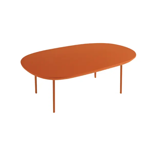Tavolino con piano sagomato in legno Ruggine e base in metallo - FLUX Large