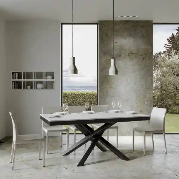Tavolo 90x160 allungabile a 264 cm VOLANTIS EVOLUTION Bianco Frassino