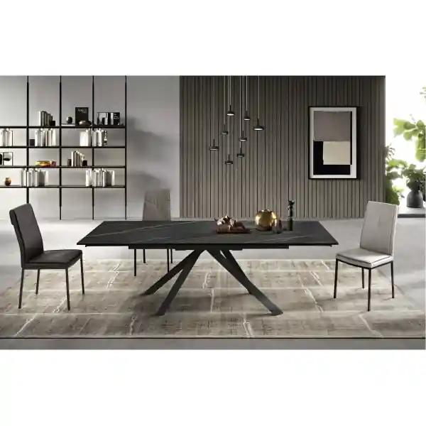 Tavolo allungabile 240 cm piano grès porcellanato NESTORE Nero