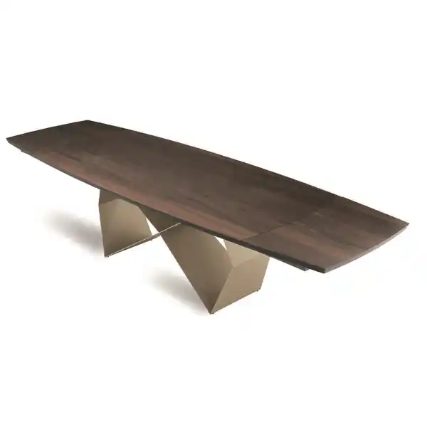 Tavolo allungabile 300 cm con base metallo Beige e piano Rovere Termico WALL
