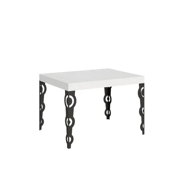 Tavolo allungabile 70x110/194 cm Karamay Bianco Frassino telaio Antracite