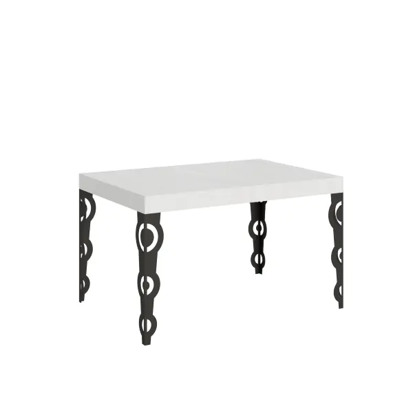 Tavolo allungabile 90x140/244 cm Karamay Bianco Frassino telaio Antracite