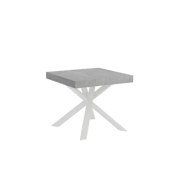 Tavolo allungabile 90x90/194 cm Clerk piano Cemento - gambe Bianche
