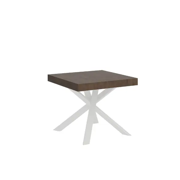 Tavolo allungabile 90x90/194 cm Clerk piano Noce - gambe Bianche